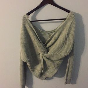 Turquoise Open Back Sweater